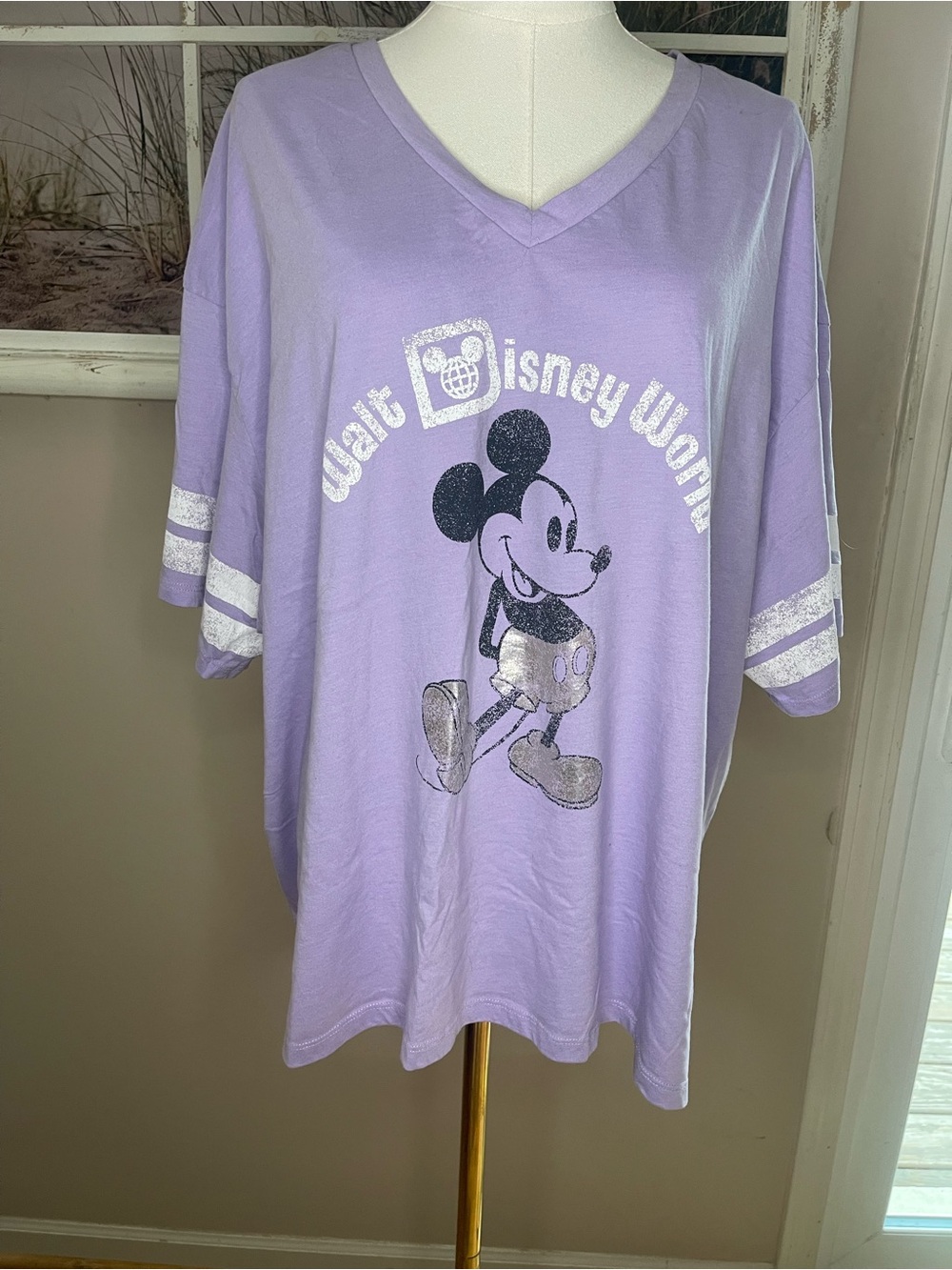 Disney Lavender Mickey Graphic V-Neck Tee